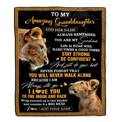 Personalized To My Amazing Granddaughter Blanket From Grandma Grandmother Lion It A Big Hug Granddaughter Birthday Gifts Graduation Christmas Fleece Blanket | siriusteestore