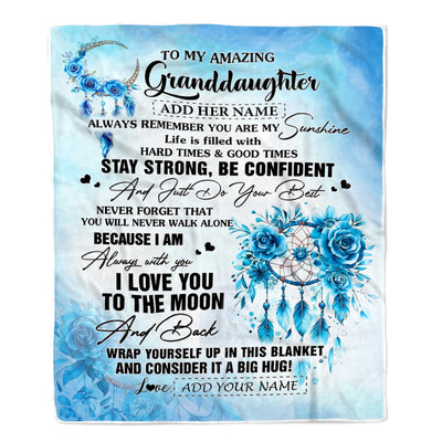 Personalized To My Amazing Granddaughter Blanket From Grandma Grandpa Dream Catcher It A Big Hug Granddaughter Birthday Gifts Christmas Custom Fleece Blanket | siriusteestore