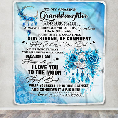 Personalized To My Amazing Granddaughter Blanket From Grandma Grandpa Dream Catcher It A Big Hug Granddaughter Birthday Gifts Christmas Custom Fleece Blanket | siriusteestore
