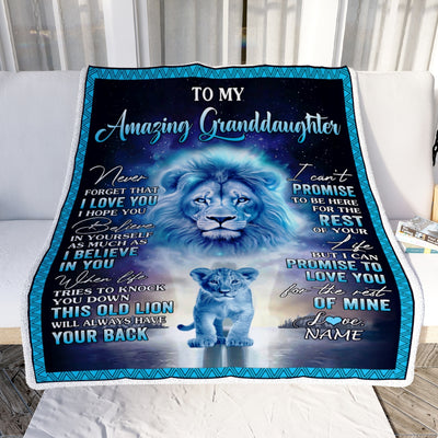 Personalized To My Amazing Granddaughter Blanket From Grandma Grandpa Lion Never Forget I Love You Birthday Graduation Christmas Customized Fleece Blanket | siriusteestore