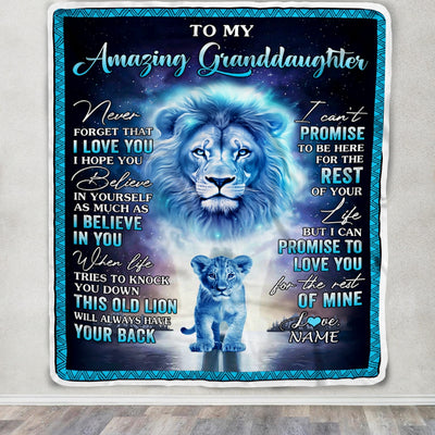 Personalized To My Amazing Granddaughter Blanket From Grandma Grandpa Lion Never Forget I Love You Birthday Graduation Christmas Customized Fleece Blanket | siriusteestore