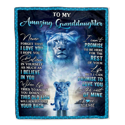 Personalized To My Amazing Granddaughter Blanket From Grandma Lion Never Forget I Love You Granddaughter Birthday Gift Christmas Customized Fleece Blanket | siriusteestore