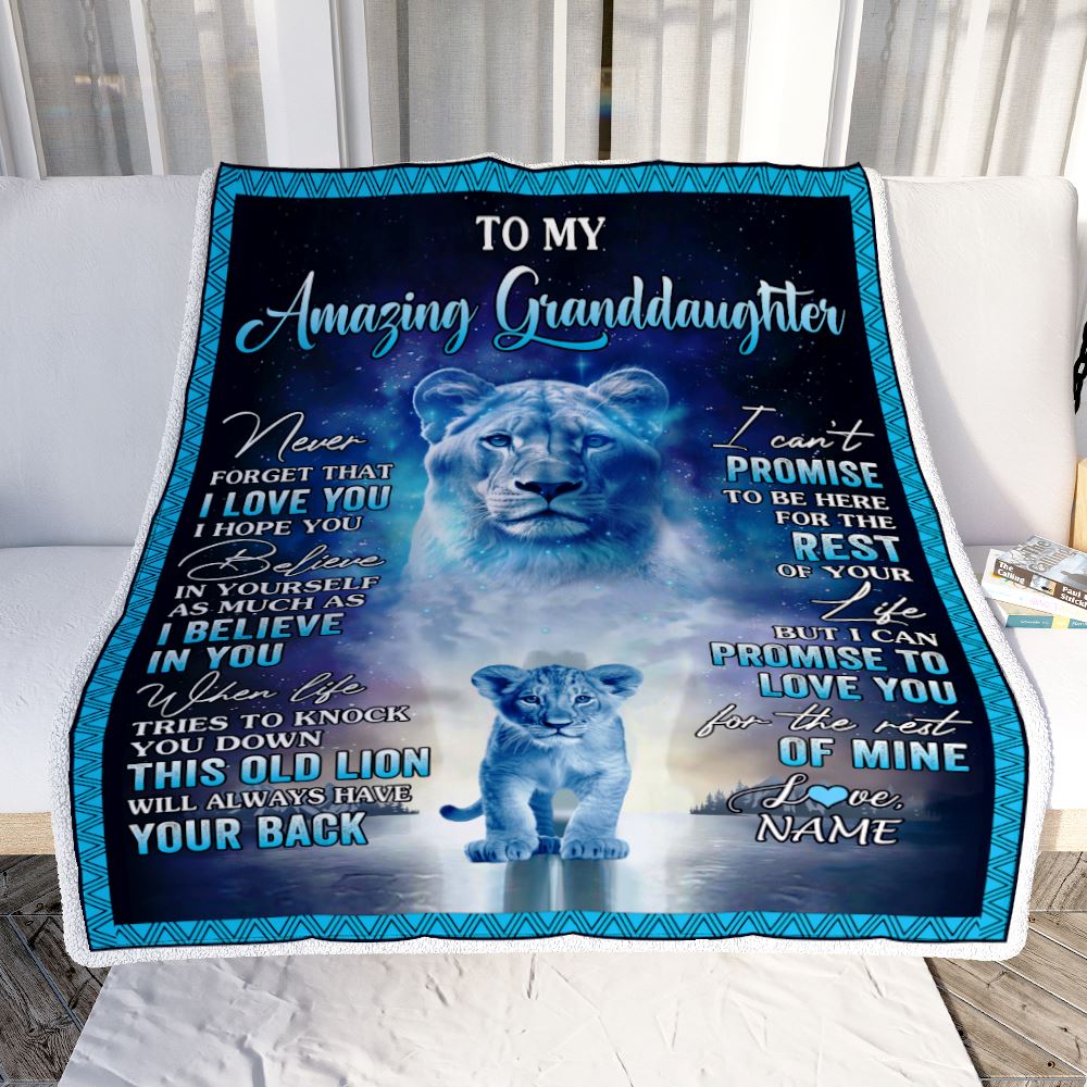 Personalized To My Amazing Granddaughter Blanket From Grandma Lion Never Forget I Love You Granddaughter Birthday Gift Christmas Customized Fleece Blanket | siriusteestore