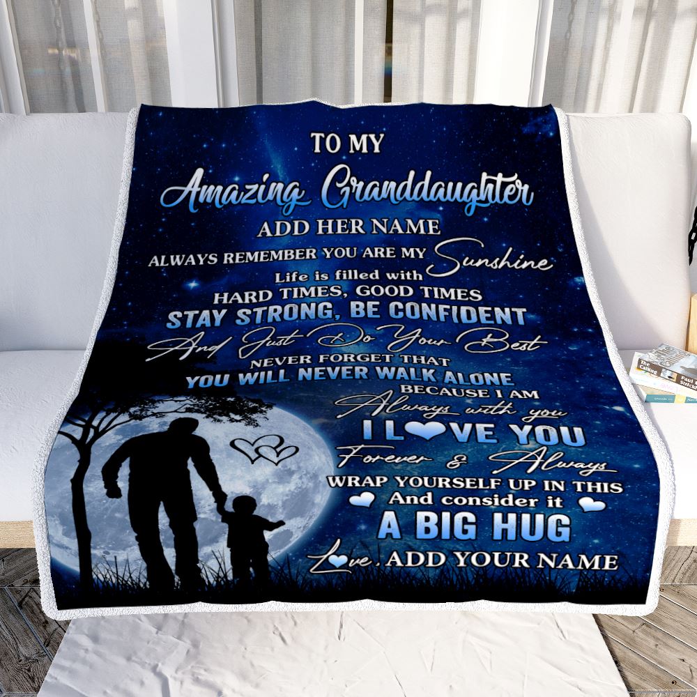 Personalized To My Amazing Granddaughter Blanket From Papa Grandpa My Sunshine Granddaughter Birthday Gifts Graduation Christmas Fleece Throw Blanket | siriusteestore