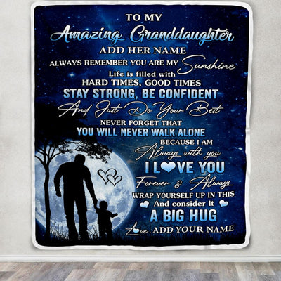 Personalized To My Amazing Granddaughter Blanket From Papa Grandpa My Sunshine Granddaughter Birthday Gifts Graduation Christmas Fleece Throw Blanket | siriusteestore