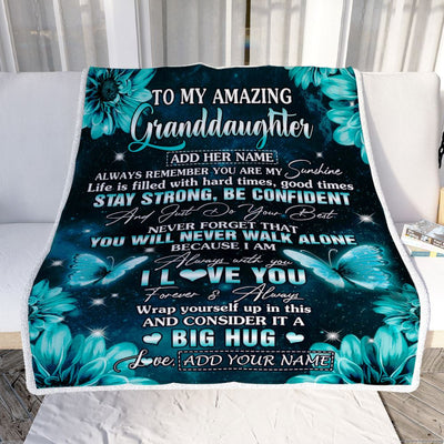 Personalized To My Amazing Granddaughter Butterfly Blanket From Grandma Grandpa My Sunshine Granddaughter Birthday Gifts Graduation Christmas Fleece Blanket | siriusteestore