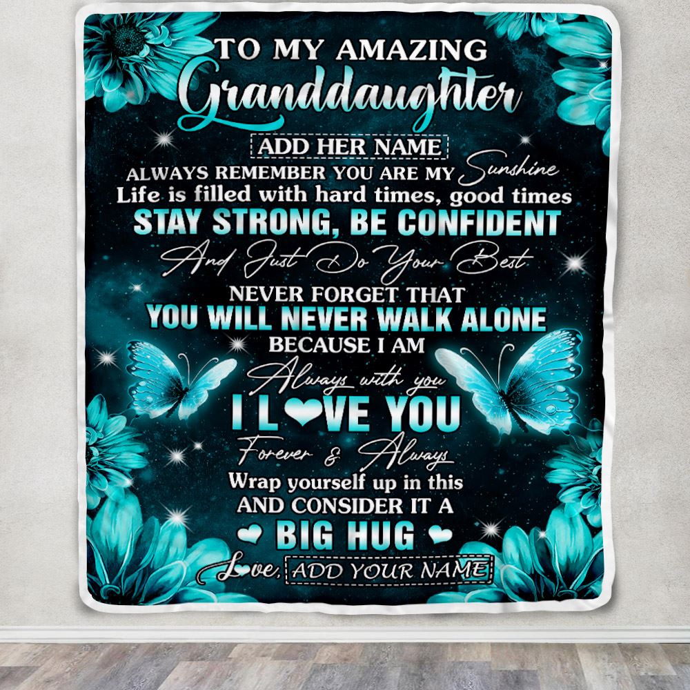 Personalized To My Amazing Granddaughter Butterfly Blanket From Grandma Grandpa My Sunshine Granddaughter Birthday Gifts Graduation Christmas Fleece Blanket | siriusteestore