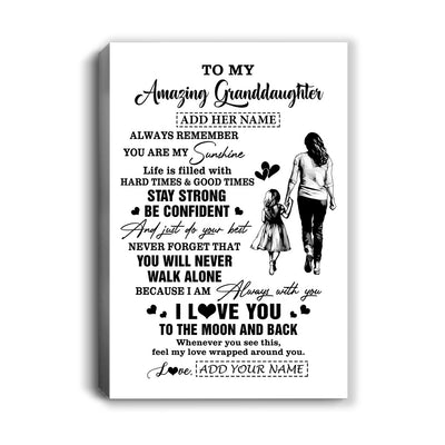 Personalized To My Amazing Granddaughter Canvas From Grandma Gigi Woman It A Big Hug Granddaughter Birthday Gifts Graduation Christmas Custom Wall Art Framed Canvas | siriusteestore