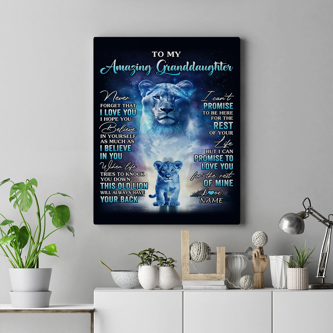 Personalized To My Amazing Granddaughter Canvas From Grandma Lion Never Forget I Love You Granddaughter Birthday Gifts Christmas Custom Wall Art Print Framed Canvas | siriusteestore