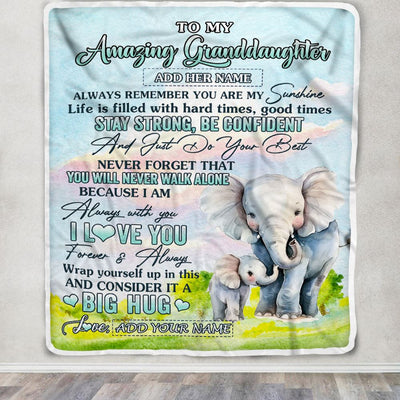 Personalized To My Amazing Granddaughter Elephant Blanket From Grandma Grandpa My Sunshine Granddaughter Birthday Gifts Graduation Christmas Fleece Blanket | siriusteestore