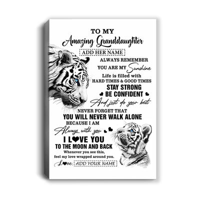 Personalized To My Amazing Granddaughter Gifts Canvas From Grandma Grandpa White Tiger It A Big Hug Granddaughter Birthday Gifts Christmas Custom Wall Art Framed Canvas | siriusteestore