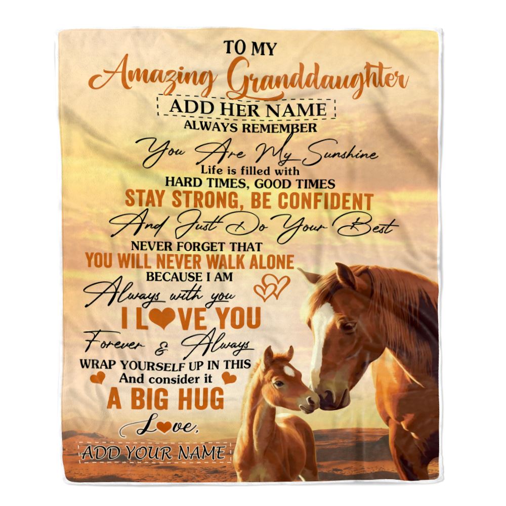 Personalized To My Amazing Granddaughter Horse Blanket From Grandma Grandpa My Sunshine Granddaughter Birthday Gifts Graduation Christmas Fleece Throw Blanket | siriusteestore