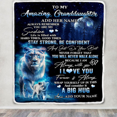 Personalized To My Amazing Granddaughter Lion Blanket From Grandma Gigi My Sunshine Granddaughter Birthday Gifts Graduation Christmas Fleece Throw Blanket | siriusteestore