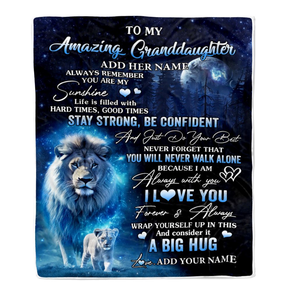Personalized To My Amazing Granddaughter Lion Blanket From Grandpa Papa My Sunshine Granddaughter Birthday Gifts Graduation Christmas Fleece Throw Blanket | siriusteestore