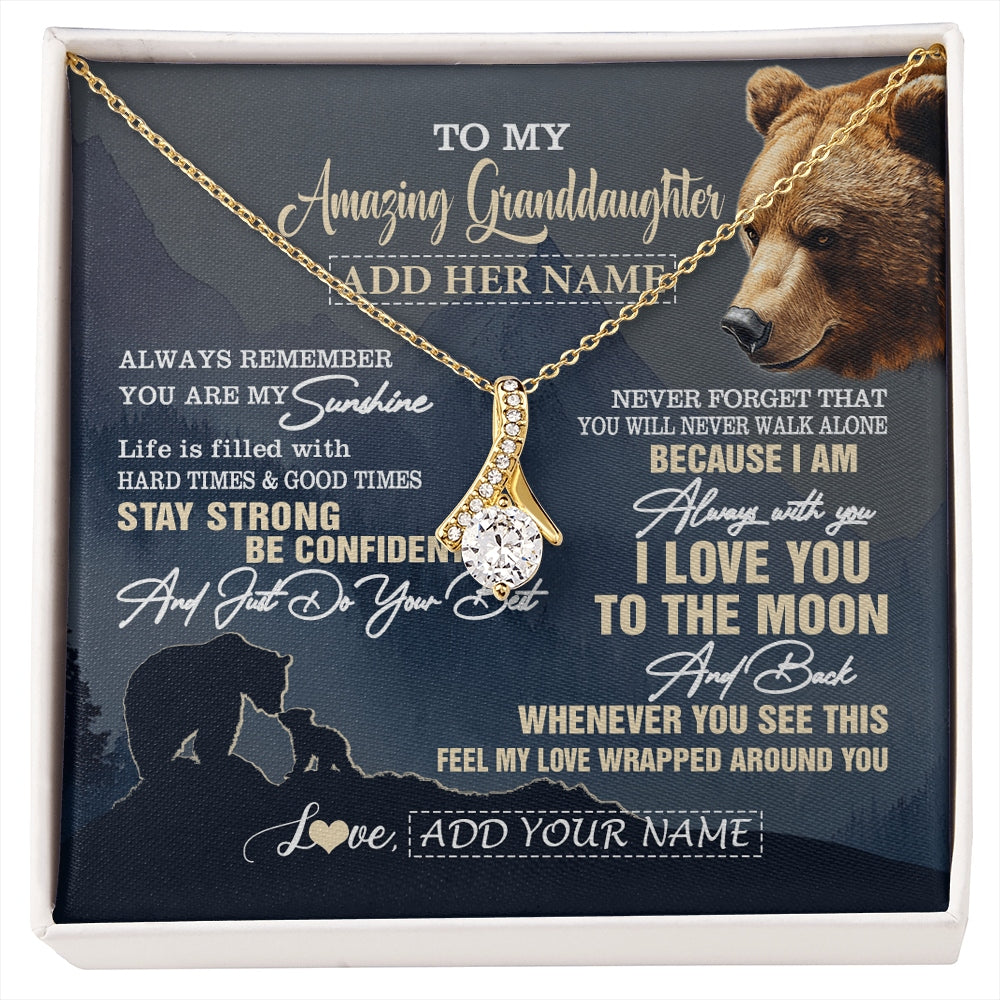 Alluring Beauty Necklace 18K Yellow Gold Finish | 1 | Personalized To My Amazing Granddaughter Necklace From Grandma Grandpa Bear It A Big Hug Granddaughter Birthday Gifts Christmas Custom Gift Box Message Card | https://siriusteestore.