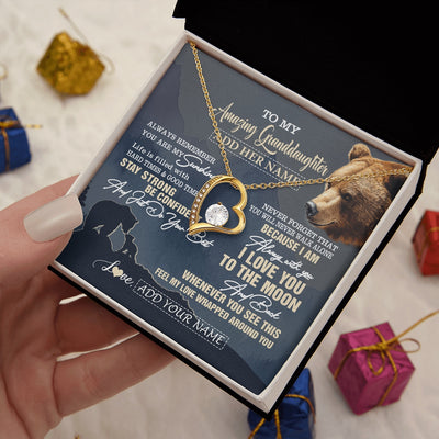 Forever Love Necklace 18K Yellow Gold Finish | 2 | Personalized To My Amazing Granddaughter Necklace From Grandma Grandpa Bear It A Big Hug Granddaughter Birthday Gifts Christmas Custom Gift Box Message Card | https://siriusteestore.