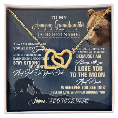 Interlocking Hearts Necklace 18K Yellow Gold Finish | 1 | Personalized To My Amazing Granddaughter Necklace From Grandma Grandpa Bear It A Big Hug Granddaughter Birthday Gifts Christmas Custom Gift Box Message Card | https://siriusteestore.