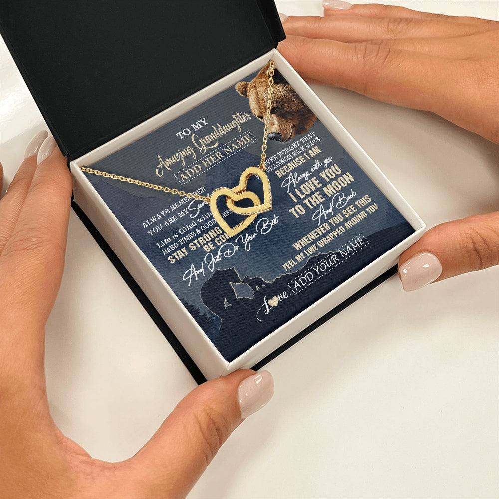 Interlocking Hearts Necklace 18K Yellow Gold Finish | 2 | Personalized To My Amazing Granddaughter Necklace From Grandma Grandpa Bear It A Big Hug Granddaughter Birthday Gifts Christmas Custom Gift Box Message Card | https://siriusteestore.
