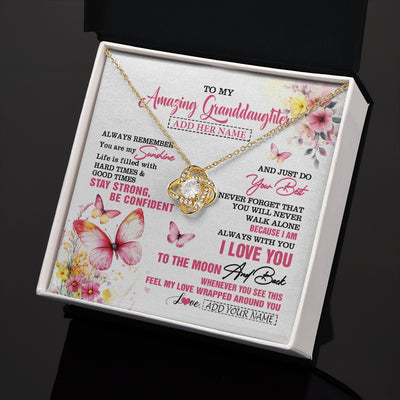 Love Knot Necklace 18K Yellow Gold Finish | 2 | Personalized To My Amazing Granddaughter Necklace From Grandma Grandpa Butterfly It A Big Hug Granddaughter Birthday Gifts Christmas Gift Box Message Card | https://siriusteestore.