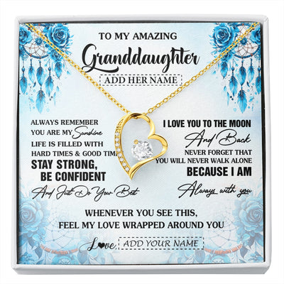 Forever Love Necklace 18K Yellow Gold Finish | 1 | Personalized To My Amazing Granddaughter Necklace From Grandma Grandpa Dream Catcher It A Big Hug Granddaughter Birthday Gifts Christmas Gift Box Message Card | https://siriusteestore.