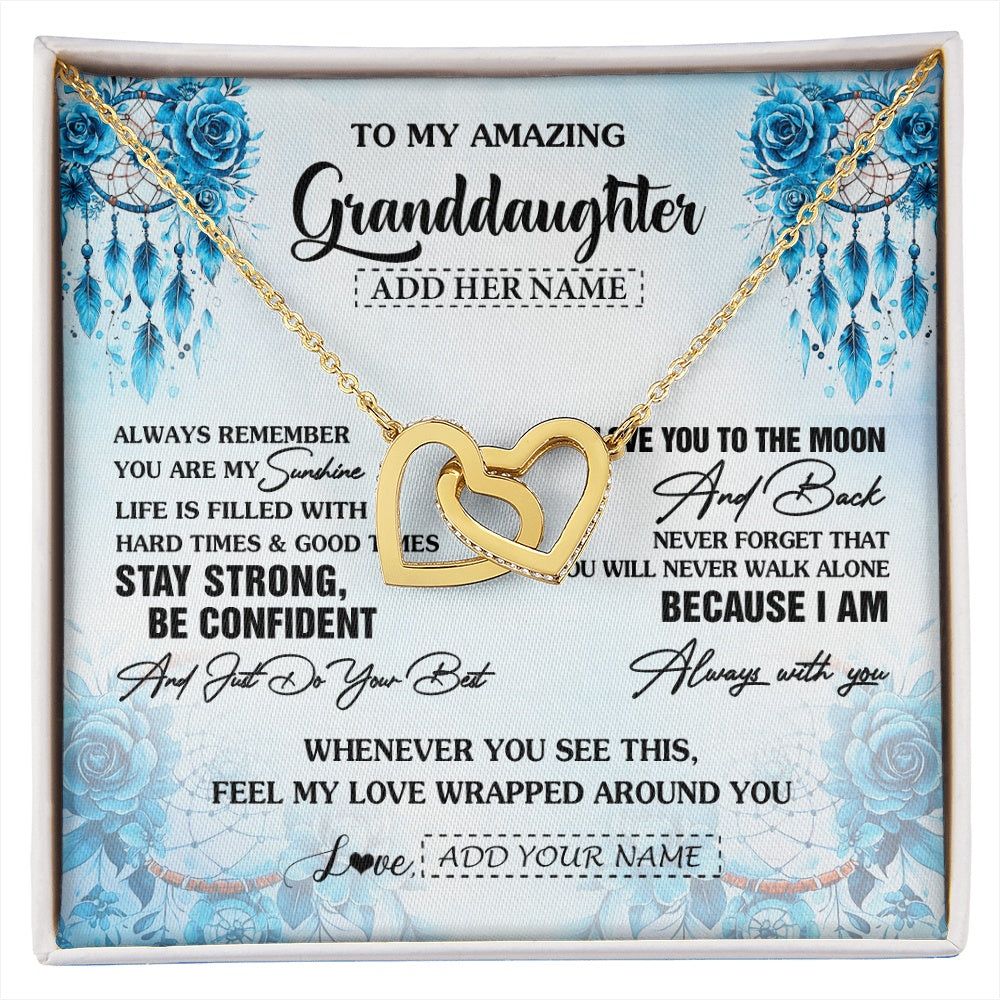 Interlocking Hearts Necklace 18K Yellow Gold Finish | 1 | Personalized To My Amazing Granddaughter Necklace From Grandma Grandpa Dream Catcher It A Big Hug Granddaughter Birthday Gifts Christmas Gift Box Message Card | https://siriusteestore.