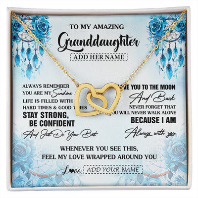 Interlocking Hearts Necklace 18K Yellow Gold Finish | 1 | Personalized To My Amazing Granddaughter Necklace From Grandma Grandpa Dream Catcher It A Big Hug Granddaughter Birthday Gifts Christmas Gift Box Message Card | https://siriusteestore.