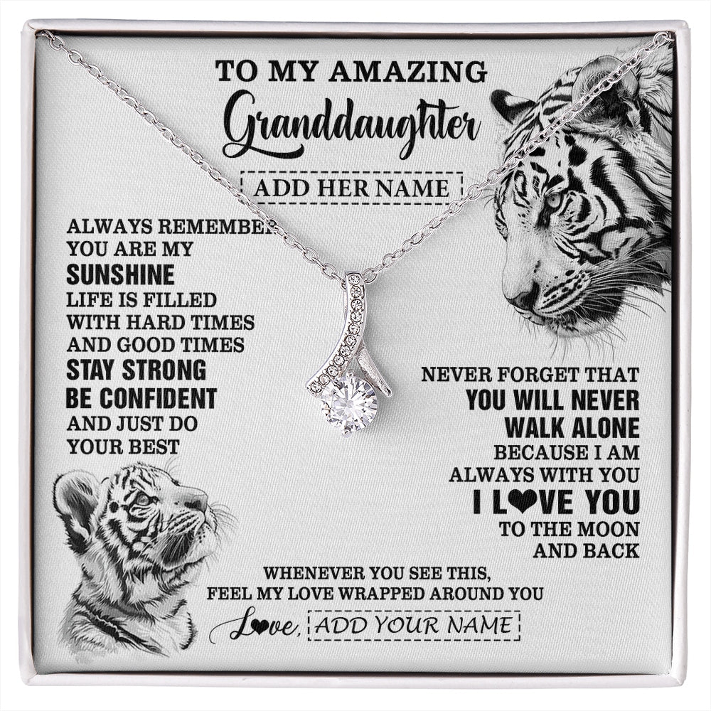 Alluring Beauty Necklace 14K White Gold Finish | 1 | Personalized To My Amazing Granddaughter Necklace From Grandma Grandpa White Tiger It A Big Hug Granddaughter Birthday Gifts Christmas Gift Box Message Card | https://siriusteestore.