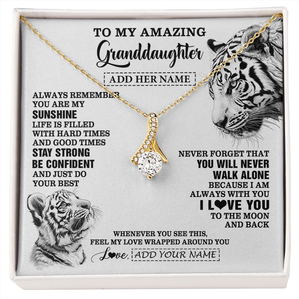 Alluring Beauty Necklace 18K Yellow Gold Finish | 1 | Personalized To My Amazing Granddaughter Necklace From Grandma Grandpa White Tiger It A Big Hug Granddaughter Birthday Gifts Christmas Gift Box Message Card | https://siriusteestore.