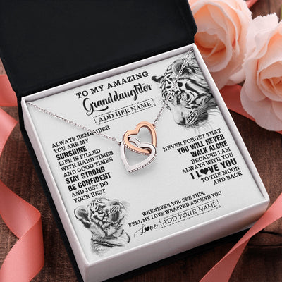Interlocking Hearts Necklace Stainless Steel & Rose Gold Finish | 2 | Personalized To My Amazing Granddaughter Necklace From Grandma Grandpa White Tiger It A Big Hug Granddaughter Birthday Gifts Christmas Gift Box Message Card | https://siriusteestore.