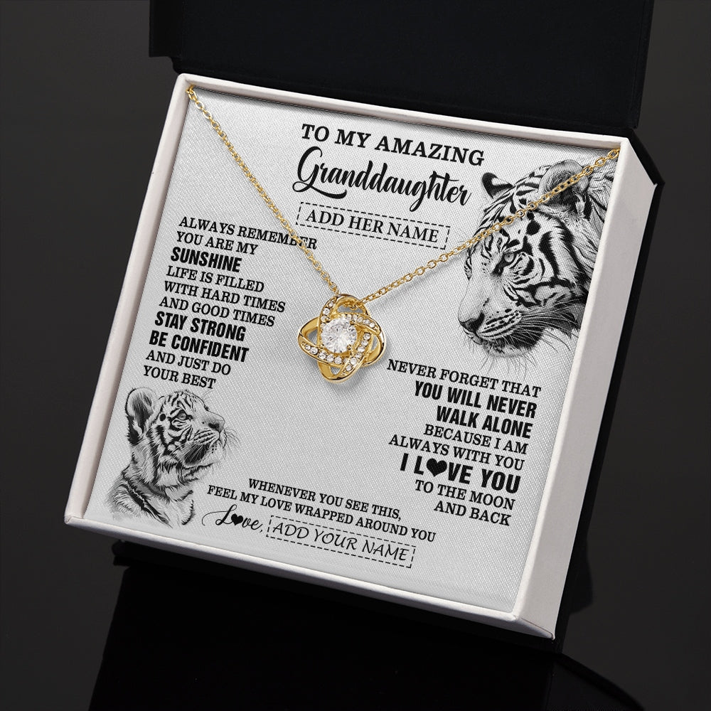 Love Knot Necklace 18K Yellow Gold Finish | 2 | Personalized To My Amazing Granddaughter Necklace From Grandma Grandpa White Tiger It A Big Hug Granddaughter Birthday Gifts Christmas Gift Box Message Card | https://siriusteestore.