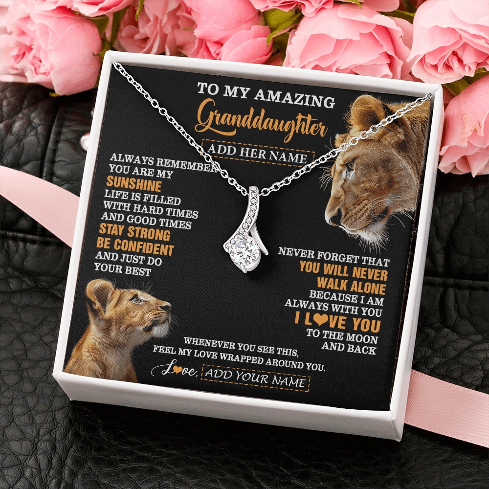 Alluring Beauty Necklace 14K White Gold Finish | 2 | Personalized To My Amazing Granddaughter Necklace From Grandma Lion It A Big Hug Granddaughter Birthday Gifts Graduation Christmas Custom Gift Box Message Card | https://siriusteestore.