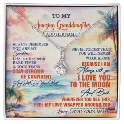 Alluring Beauty Necklace 14K White Gold Finish | 1 | Personalized To My Amazing Granddaughter Necklace From Grandma Papa Beach It A Big Hug Granddaughter Birthday Gifts Graduation Christmas Gift Box Message Card Shirt & Hoodie | https://siriusteestore.