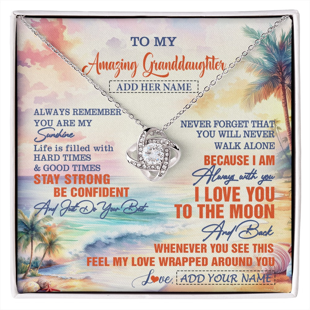 Love Knot Necklace 14K White Gold Finish | 1 | Personalized To My Amazing Granddaughter Necklace From Grandma Papa Beach It A Big Hug Granddaughter Birthday Gifts Graduation Christmas Gift Box Message Card Shirt & Hoodie | https://siriusteestore.
