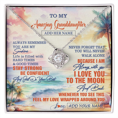 Love Knot Necklace 14K White Gold Finish | 1 | Personalized To My Amazing Granddaughter Necklace From Grandma Papa Beach It A Big Hug Granddaughter Birthday Gifts Graduation Christmas Gift Box Message Card Shirt & Hoodie | https://siriusteestore.