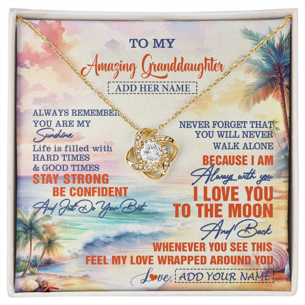 Love Knot Necklace 18K Yellow Gold Finish | 1 | Personalized To My Amazing Granddaughter Necklace From Grandma Papa Beach It A Big Hug Granddaughter Birthday Gifts Graduation Christmas Gift Box Message Card Shirt & Hoodie | https://siriusteestore.