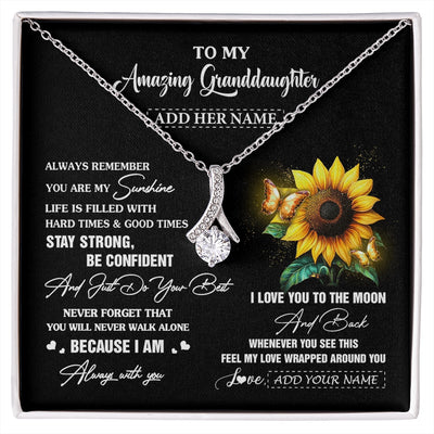 Alluring Beauty Necklace 14K White Gold Finish | 1 | Personalized To My Amazing Granddaughter Necklace From Grandma Sunflower It A Big Hug Granddaughter Birthday Gifts Christmas Custom Gift Box Message Card | https://siriusteestore.