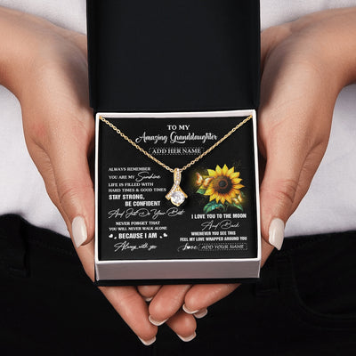 Alluring Beauty Necklace 18K Yellow Gold Finish | 2 | Personalized To My Amazing Granddaughter Necklace From Grandma Sunflower It A Big Hug Granddaughter Birthday Gifts Christmas Custom Gift Box Message Card | https://siriusteestore.