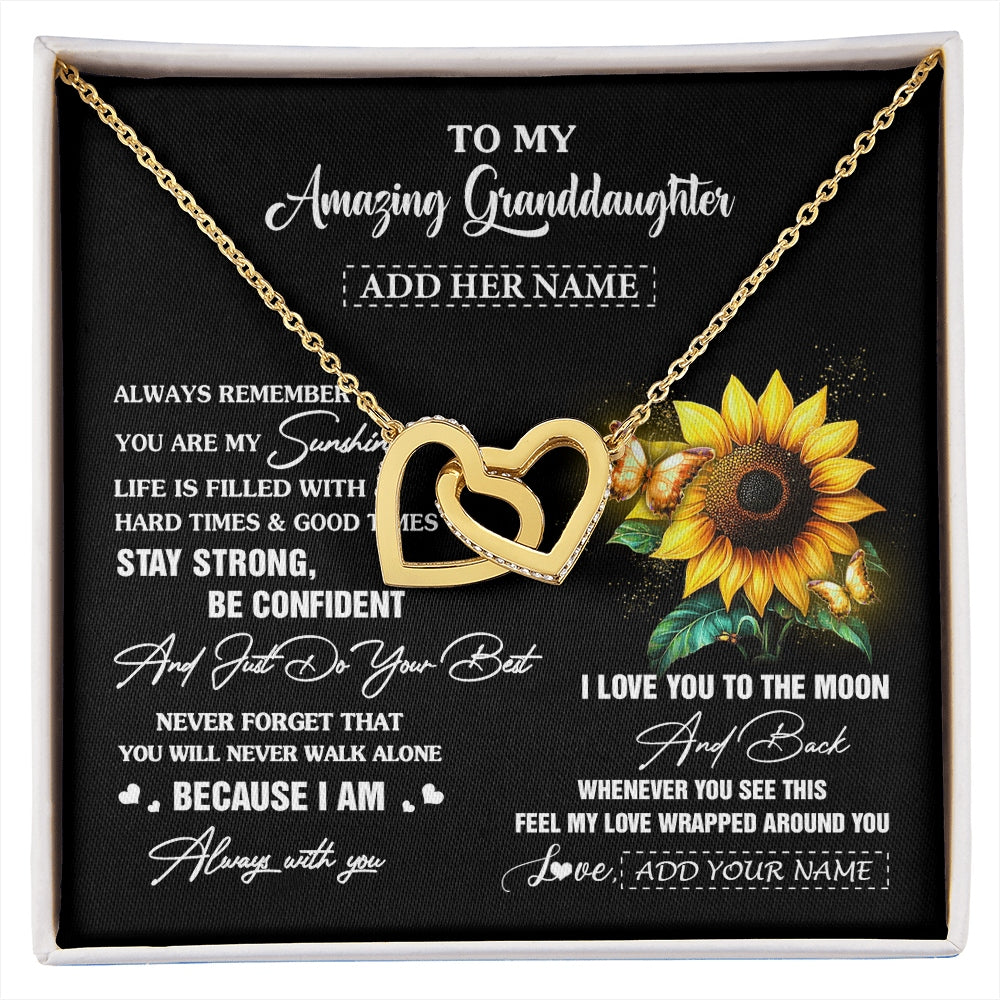 Interlocking Hearts Necklace 18K Yellow Gold Finish | 1 | Personalized To My Amazing Granddaughter Necklace From Grandma Sunflower It A Big Hug Granddaughter Birthday Gifts Christmas Custom Gift Box Message Card | https://siriusteestore.