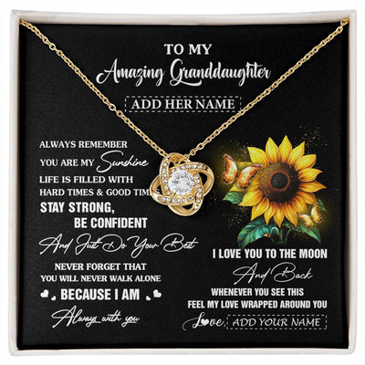 Love Knot Necklace 18K Yellow Gold Finish | 1 | Personalized To My Amazing Granddaughter Necklace From Grandma Sunflower It A Big Hug Granddaughter Birthday Gifts Christmas Custom Gift Box Message Card | https://siriusteestore.