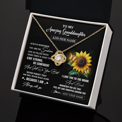 Love Knot Necklace 18K Yellow Gold Finish | 2 | Personalized To My Amazing Granddaughter Necklace From Grandma Sunflower It A Big Hug Granddaughter Birthday Gifts Christmas Custom Gift Box Message Card | https://siriusteestore.