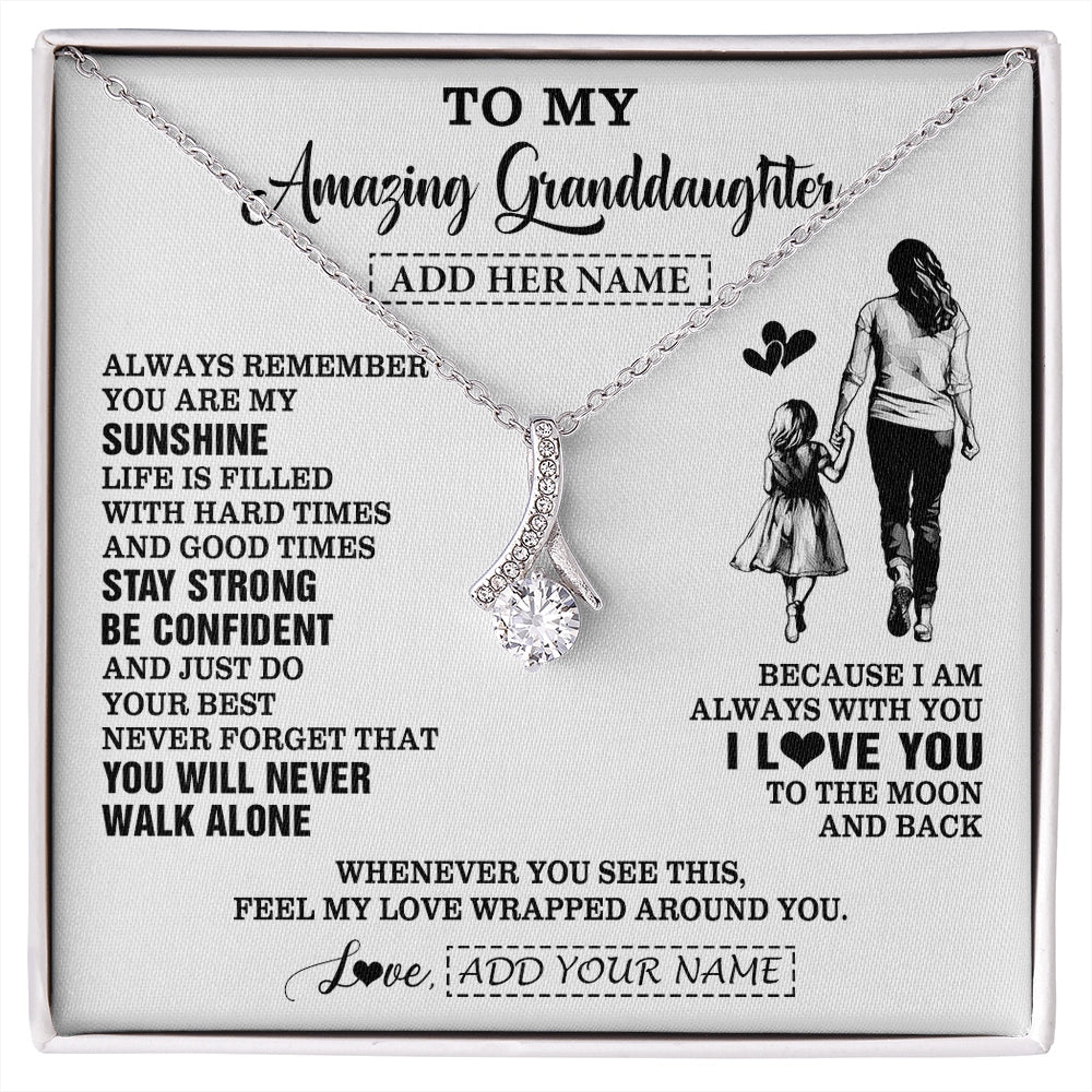 Alluring Beauty Necklace 14K White Gold Finish | 1 | Personalized To My Amazing Granddaughter Necklace From Grandma Woman It A Big Hug Granddaughter Birthday Gifts Graduation Christmas Gift Box Message Card | https://siriusteestore.