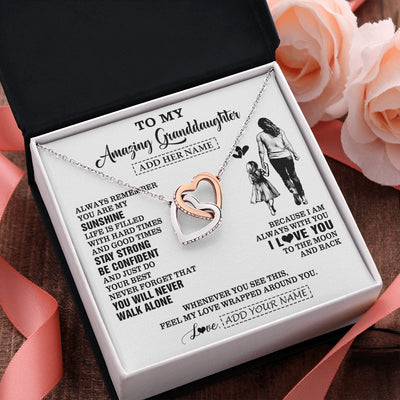 Interlocking Hearts Necklace Stainless Steel & Rose Gold Finish | 2 | Personalized To My Amazing Granddaughter Necklace From Grandma Woman It A Big Hug Granddaughter Birthday Gifts Graduation Christmas Gift Box Message Card | https://siriusteestore.