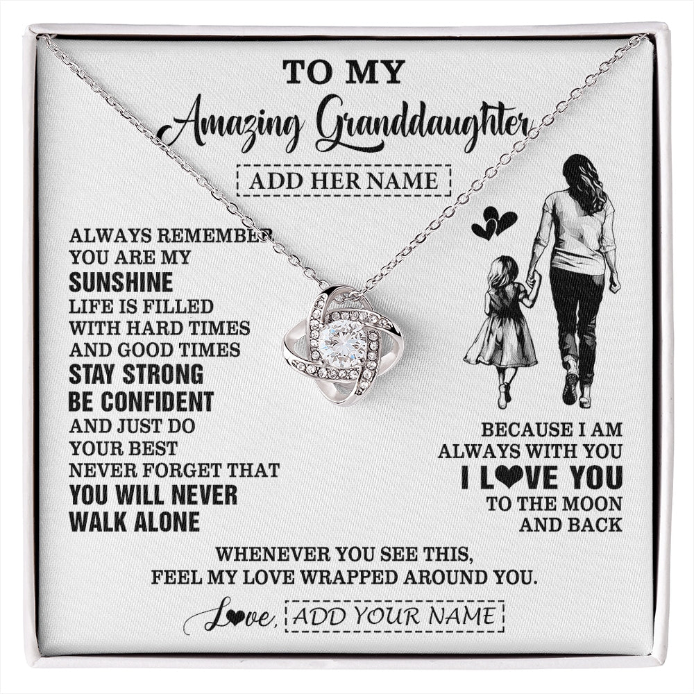 Love Knot Necklace 14K White Gold Finish | 1 | Personalized To My Amazing Granddaughter Necklace From Grandma Woman It A Big Hug Granddaughter Birthday Gifts Graduation Christmas Gift Box Message Card | https://siriusteestore.