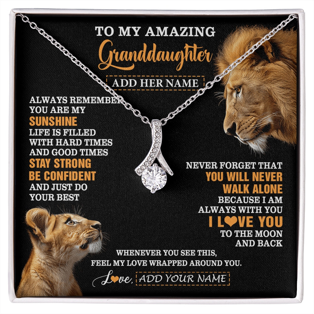 Alluring Beauty Necklace 14K White Gold Finish | 1 | Personalized To My Amazing Granddaughter Necklace From Grandpa Lion It A Big Hug Granddaughter Birthday Gifts Graduation Christmas Custom Gift Box Message Card | https://siriusteestore.