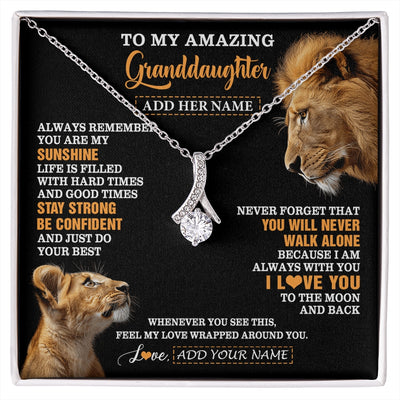 Alluring Beauty Necklace 14K White Gold Finish | 1 | Personalized To My Amazing Granddaughter Necklace From Grandpa Lion It A Big Hug Granddaughter Birthday Gifts Graduation Christmas Custom Gift Box Message Card | https://siriusteestore.