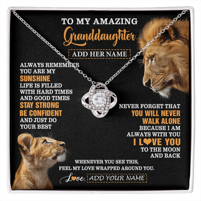 Love Knot Necklace 14K White Gold Finish | 1 | Personalized To My Amazing Granddaughter Necklace From Grandpa Lion It A Big Hug Granddaughter Birthday Gifts Graduation Christmas Custom Gift Box Message Card | https://siriusteestore.