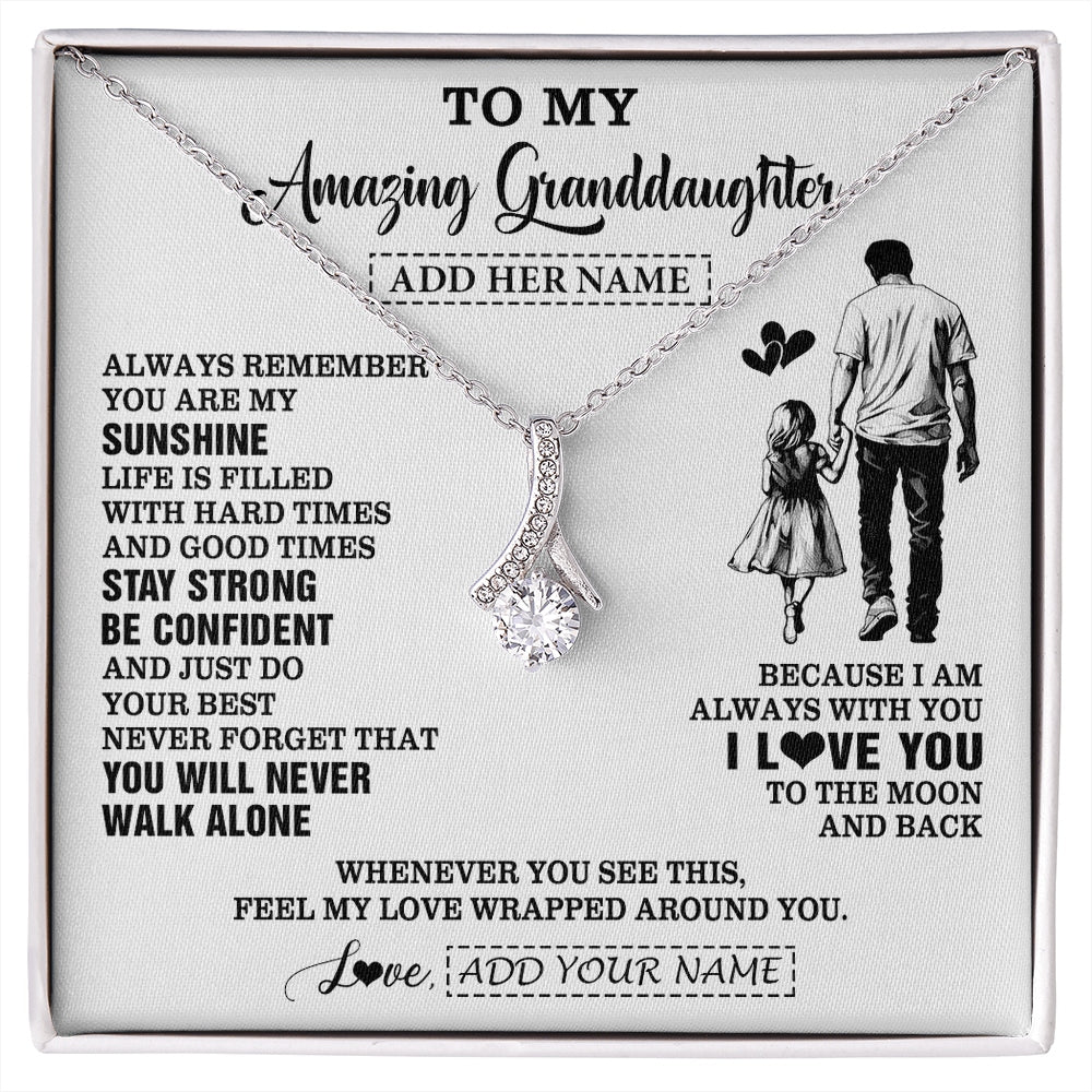 Alluring Beauty Necklace 14K White Gold Finish | 1 | Personalized To My Amazing Granddaughter Necklace From Grandpa Papa Man It A Big Hug Granddaughter Birthday Gifts Graduation Christmas Gift Box Message Card | https://siriusteestore.