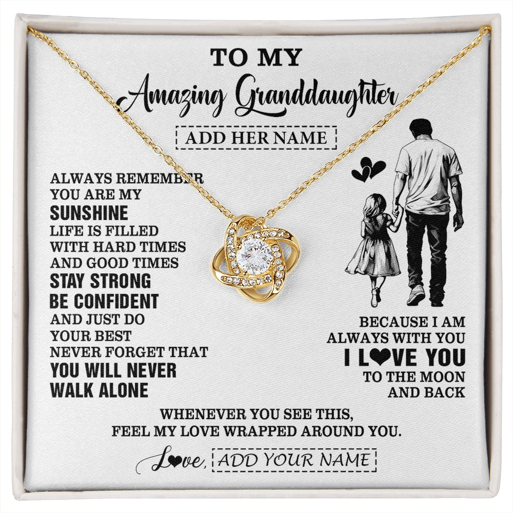 Love Knot Necklace 18K Yellow Gold Finish | 1 | Personalized To My Amazing Granddaughter Necklace From Grandpa Papa Man It A Big Hug Granddaughter Birthday Gifts Graduation Christmas Gift Box Message Card | https://siriusteestore.