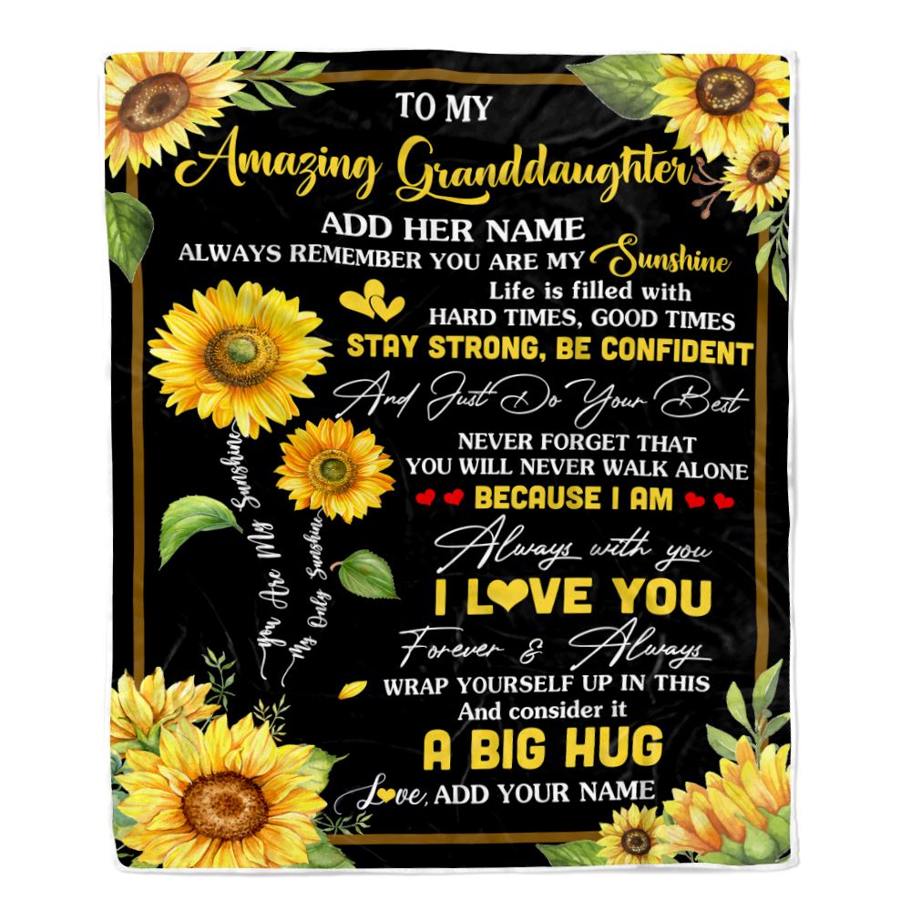Personalized To My Amazing Granddaughter Sunflower Blanket From Grandma Grandpa My Sunshine Granddaughter Birthday Gifts Graduation Christmas Fleece Blanket | siriusteestore