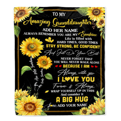 Personalized To My Amazing Granddaughter Sunflower Blanket From Grandma Grandpa My Sunshine Granddaughter Birthday Gifts Graduation Christmas Fleece Blanket | siriusteestore